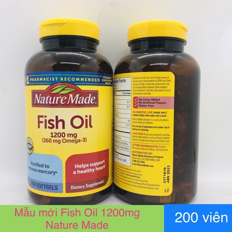 Viên uống Nature Made Fish Oil 1200mg chai 200 viên