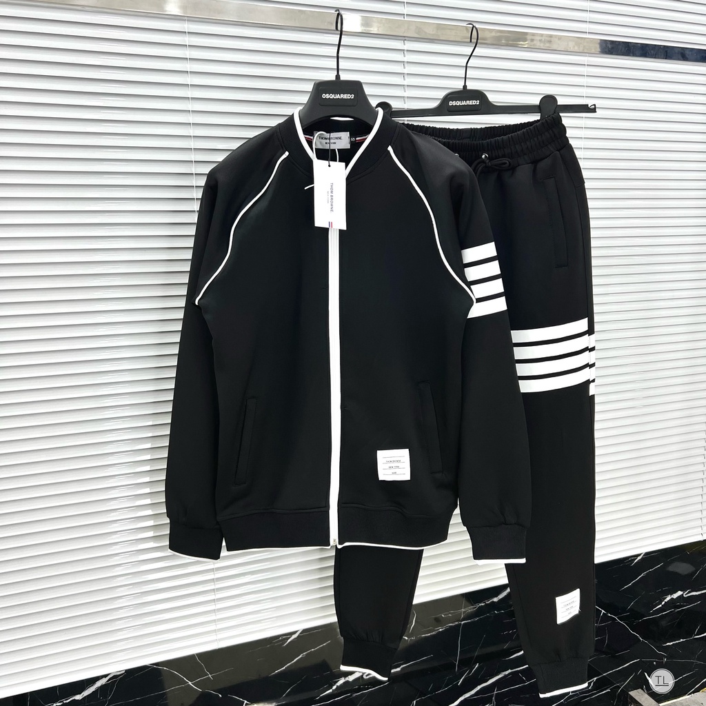 🔥Hot🔥Bộ nỉ Thom Browne áo bomber sọc tay hot trend New 2022