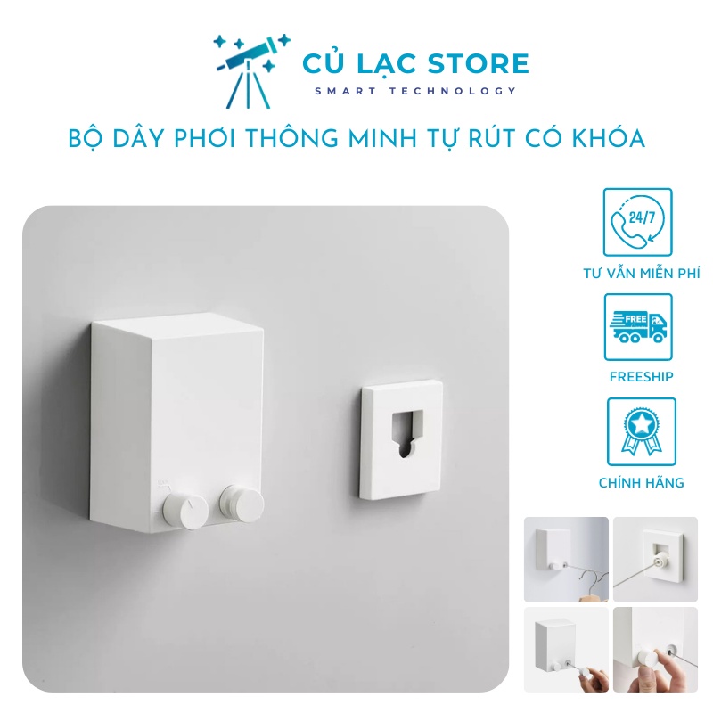 Dây phơi thông minh thu gọn có khóa, tự rút tiện lợi