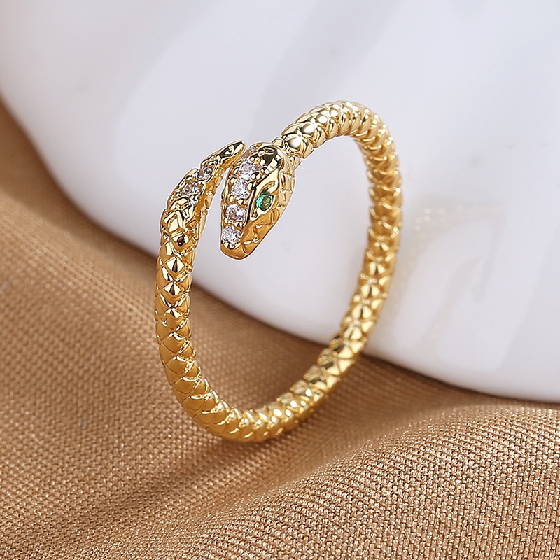Nhẫn Hở Mạ Bạc 925 Hình Rắn Đính Đá Zircon Lấp Lánh Phong Cách Cổ Điển Thời Trang