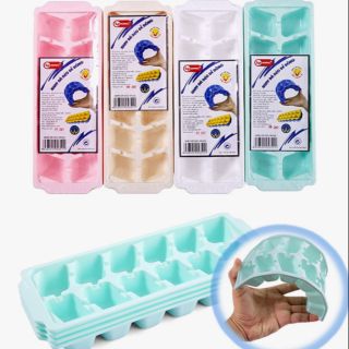 Combo 04 khay đá nhựa dẻo cao cấp, làm đá mau đông