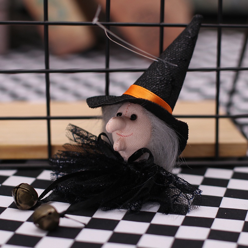 Búp Bê Hình Ma Bí Ngô Đen Đáng Sợ Có Chuông Trang Trí Nhà Cửa Dịp Halloween