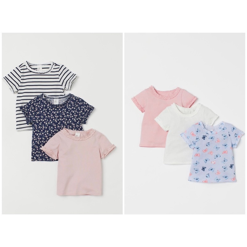 (HM chính hãng)Set 3 áo cotton bé gái vợt sale