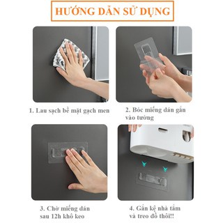 Bộ nhả kem đánh răng tự động, kệ để đồ phòng tắm cao cấp (tặng kèm miếng dán)