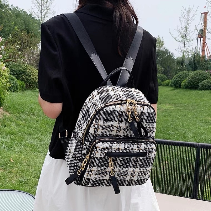 Balo thời trang nữ - Balo vải kẻ vintage thích hợp đi chơi du lịch