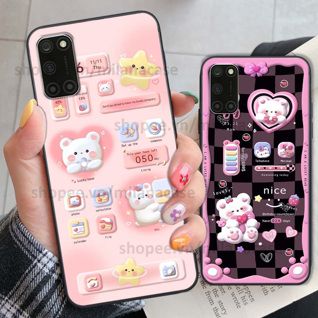 Ốp Oppo A52 / A92 hình đồng hồ icon gấu mèo cute cực dễ thương ngộ nghĩnh