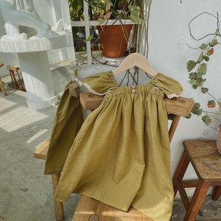 Đầm xanh cốm linen