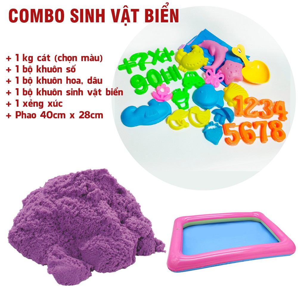 Combo 1kg Cát Động Lực Trọng Lực Vi Sinh Kèm Phao Hơi Khuôn Lâu Đài Động Vật Legaxi