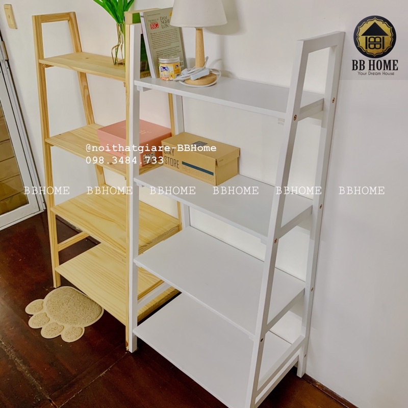 Kệ gỗ ván liền trưng bày 4 tầng nhiều chức năng