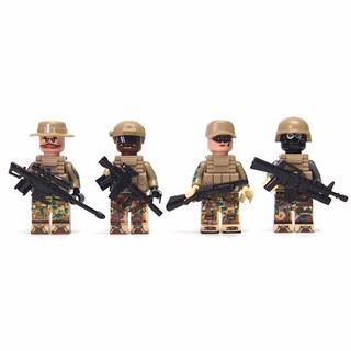 Mô hình lắp ráp Non Lego Lính Modern War Vàng ( 4 hộp )