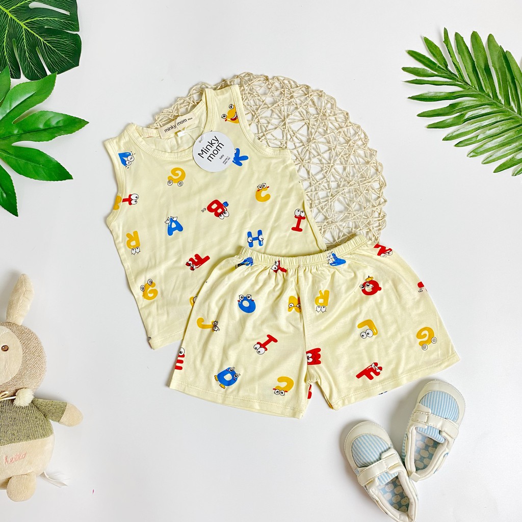 [6-18kg] Đồ Bộ Thun Cotton 100% MinkyMom Họa Tiết Chữ Cái Cho Bé Từ 6-18kg - MeGauu MM001 [Hình thật]