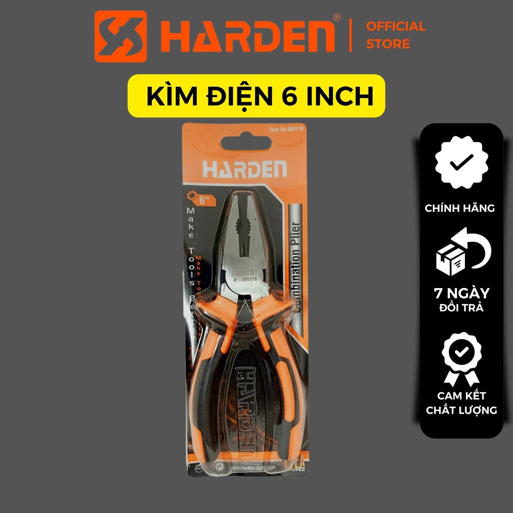 Kìm điện HARDEN 6INCH thép CR-V cao cấp