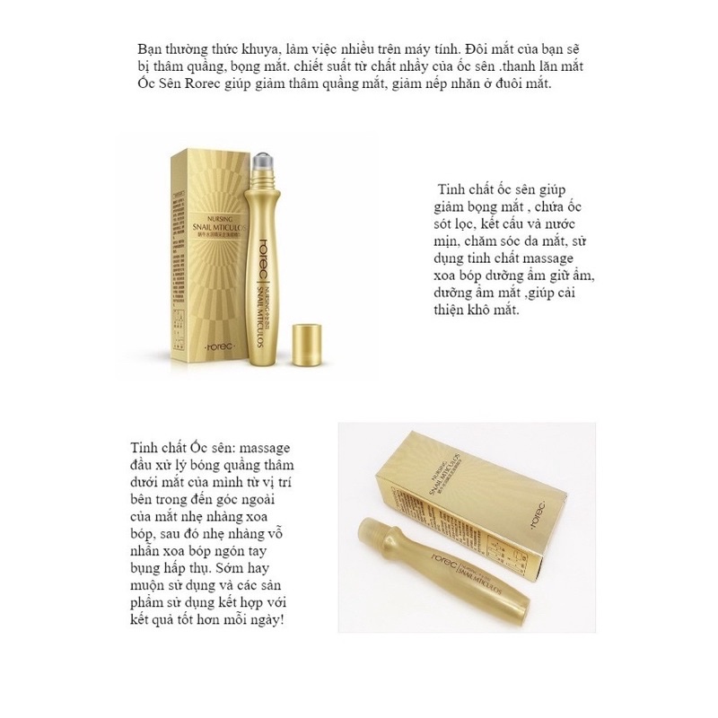 Thanh lăn giảm quầng thâm mắt Rorec 15ml - DHS