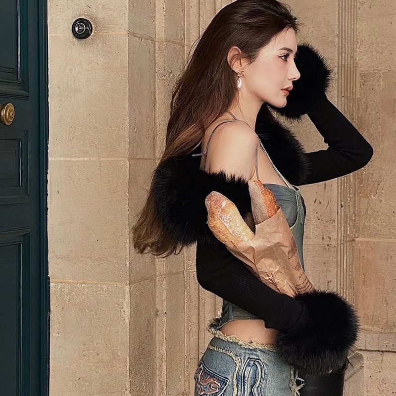 Áo Nhung Tay Dài Thời Trang Quyến Rũ Cho Nữ