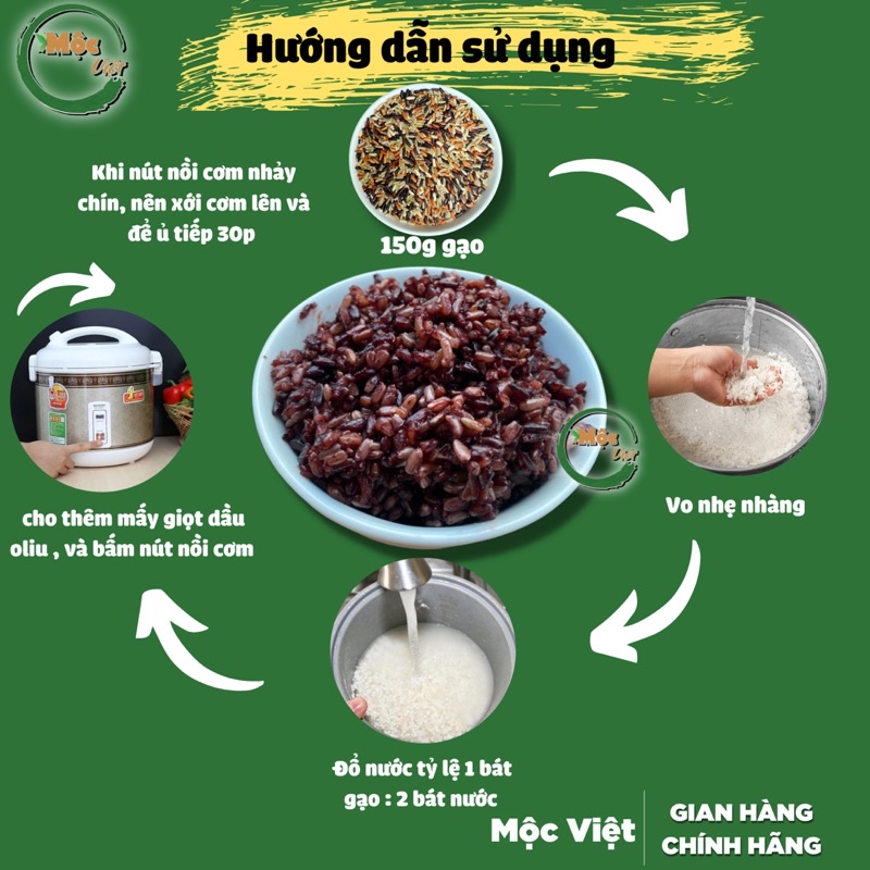 Gạo Lứt Tam Sắc dẻo hỗ trợ ăn kiêng giảm cân - Chính Hãng Mộc Việt GLTS01