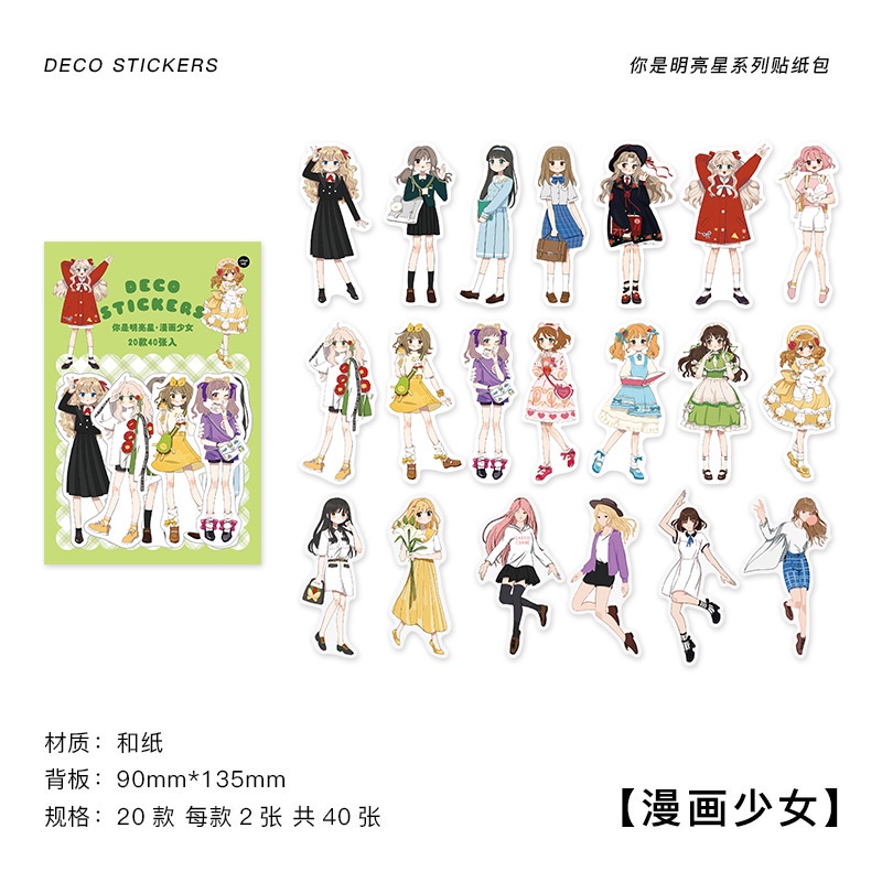 Miếng Dán Trang Trí Sổ Tay Hình Nhân Vật Truyện Tranh