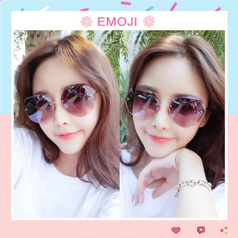 Kính mát nữ mắt đa giác phong cách Hàn Quốc chống tia UV đẹp giá rẻ Hottrend EMOJI 008