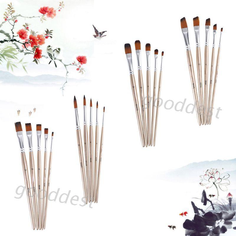 Set 5 Cọ Vẽ Màu Nước Chuyên Nghiệp