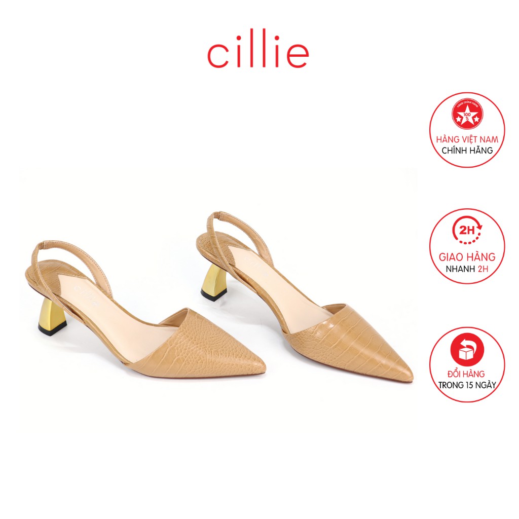 Giày cao gót nữ Cillie bít mũi hở hậu cao 6cm 1207