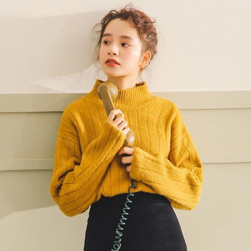 Áo sweater dài tay cổ cao thời trang Hàn Quốc 2020 cho nữ
