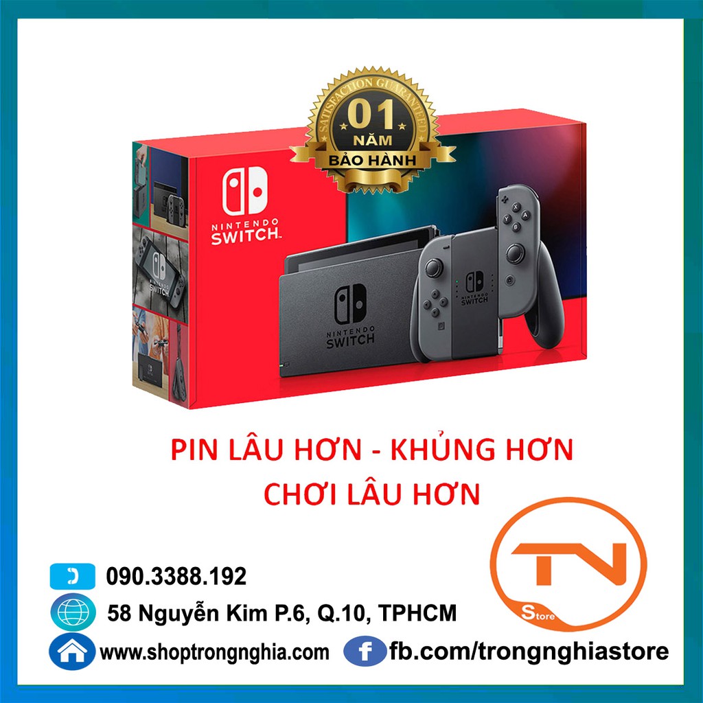 Máy Nintendo Switch New Model Gray Joy-Con [Pin Lâu Hơn + 12 tháng bảo hành]