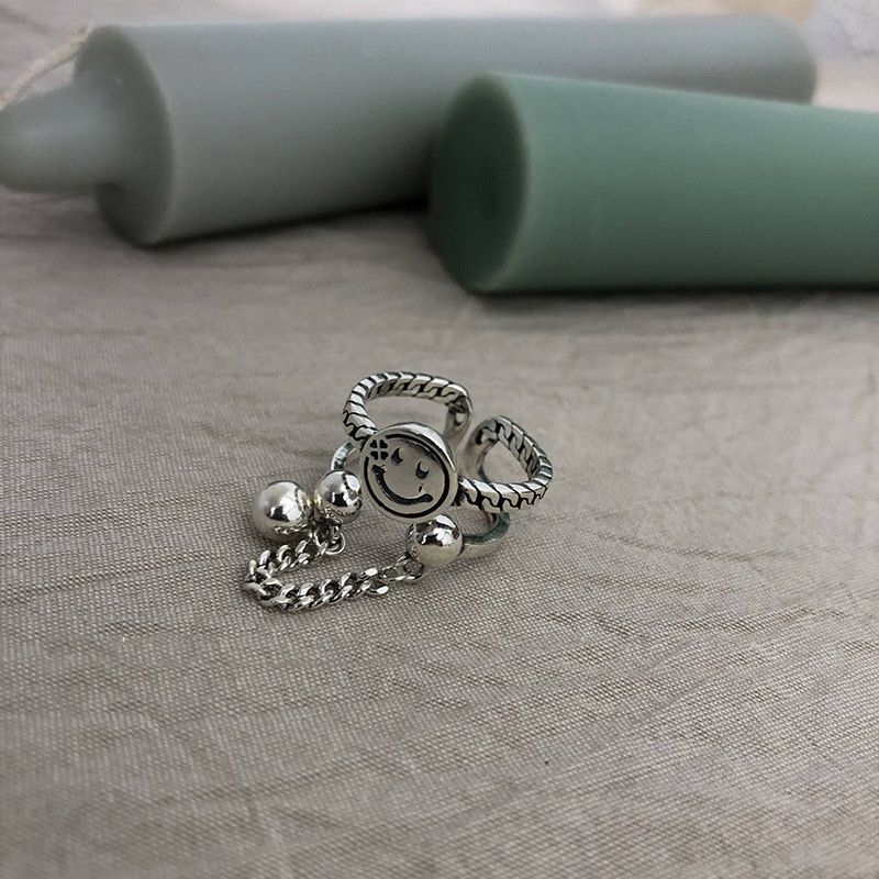 Nhẫn Hình Mặt Cười Phong Cách Hip Hop Có Thể Điều Chỉnh Kích