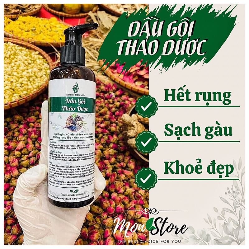 DẦU GỘI THẢO DƯỢC VV Natural Cosmetic giúp tóc chắc khoẻ, sạch gàu, hỗ trợ mọc tóc nhanh hơn và nhiều hơn