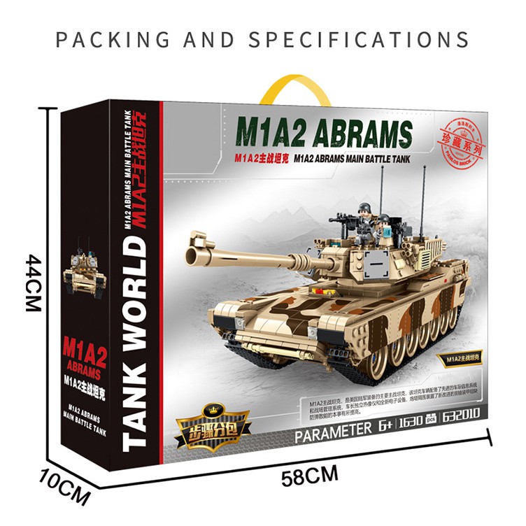 Đồ Chơi Lắp Ráp Kiểu LEGO Mô Hình ARMY Xe Tăng M1A2 ABRAMS PANLOS Model 632010 - 1630 Mảnh Ghép