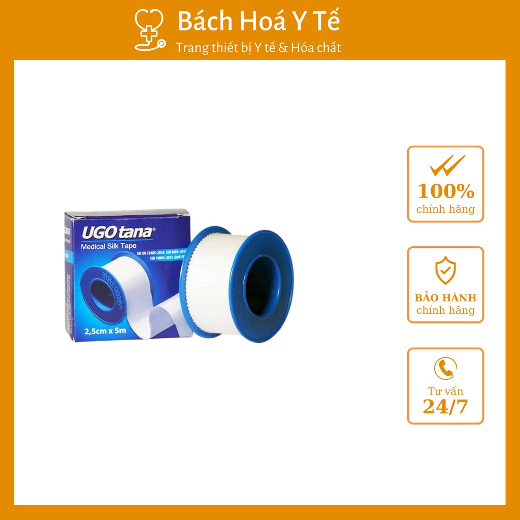 Băng keo lụa Urgotana, có độ dính cao, sản xuất Việt nam, Cuộn 2.5x5 cm