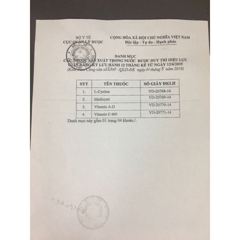 L - Cystine bổ sung dưỡng chất cho tóc, da hộp 60 viên