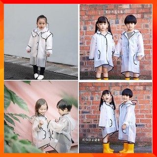 Áo mưa trẻ em trong suốt kiểu dáng Hàn Quốc Kiểu Áo mưa măng tô cho bé