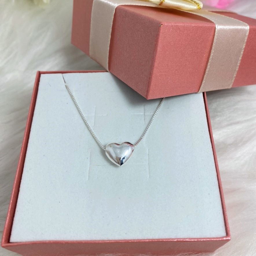 Dây chuyền bạc nữ mặt hình trái tim trơn Evasilver, Vòng cổ chất liệu bạc ta mẫu đơn giản nhẹ nhàng
