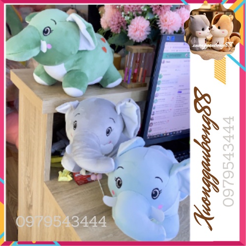 Thú gấu nhồi bông, gối ôm hình con voi siêu kute đáng yêu làm từ vải nhung mềm mịn và bông gòn trắng tinh khiết