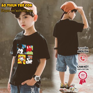 Quần Áo Trẻ Em Áo Thun Ngắn Tay Cho Bé Mickey Mouse Goofy Donald Disney Đáng Yêu 100% Cotton