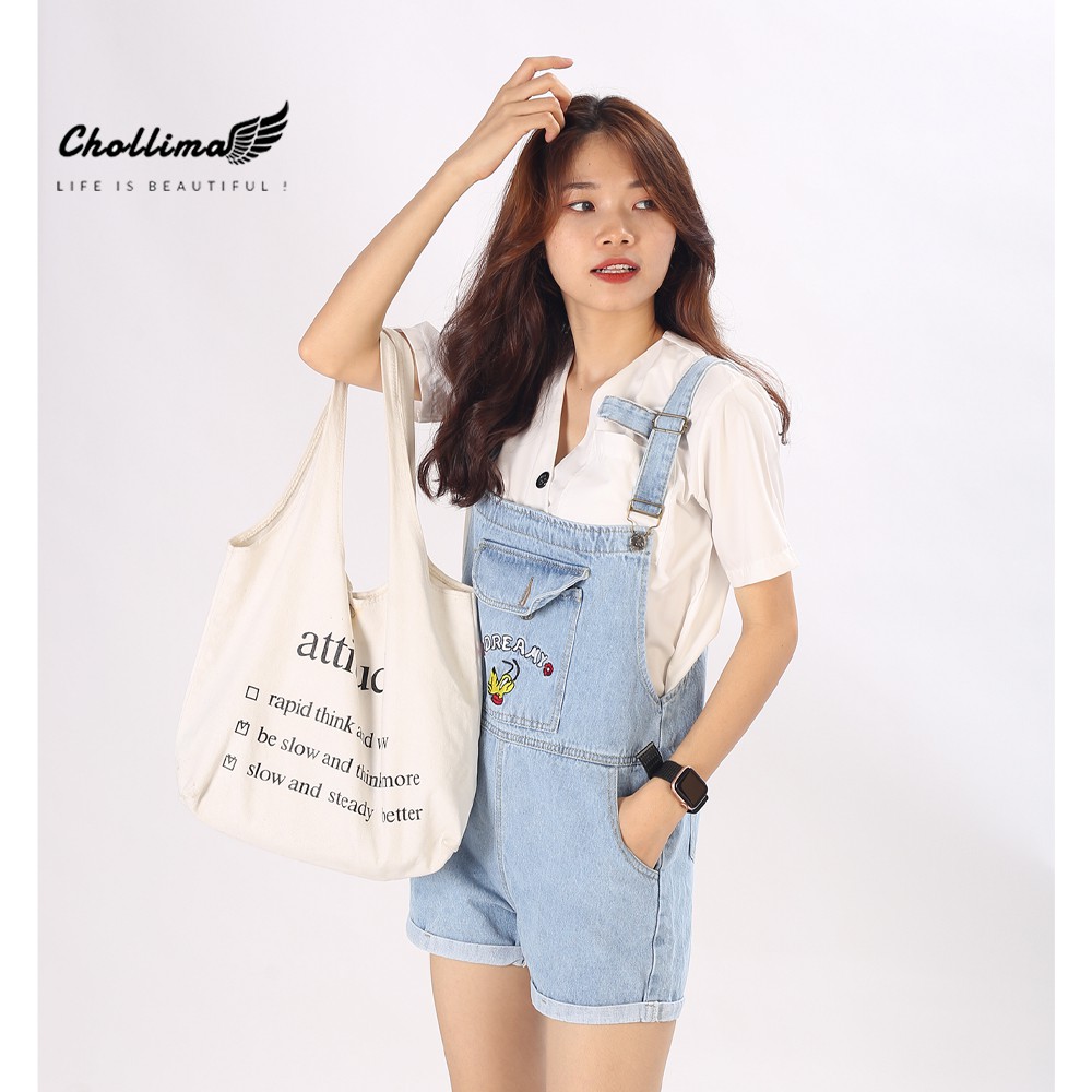 Yếm short jean Chollima thêu cún YJ008