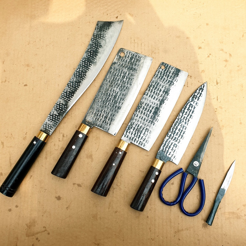 Dao bếp, bộ 5 dao nhà bếp PLK001 cao cấp là từ Thép Nhíp không gỉ