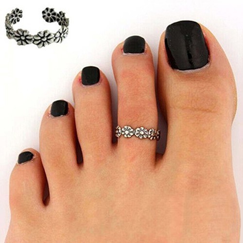 Nhẫn đeo ngón chân kiểu hở họa tiết hoa độc đáo thời trang c thumbnail