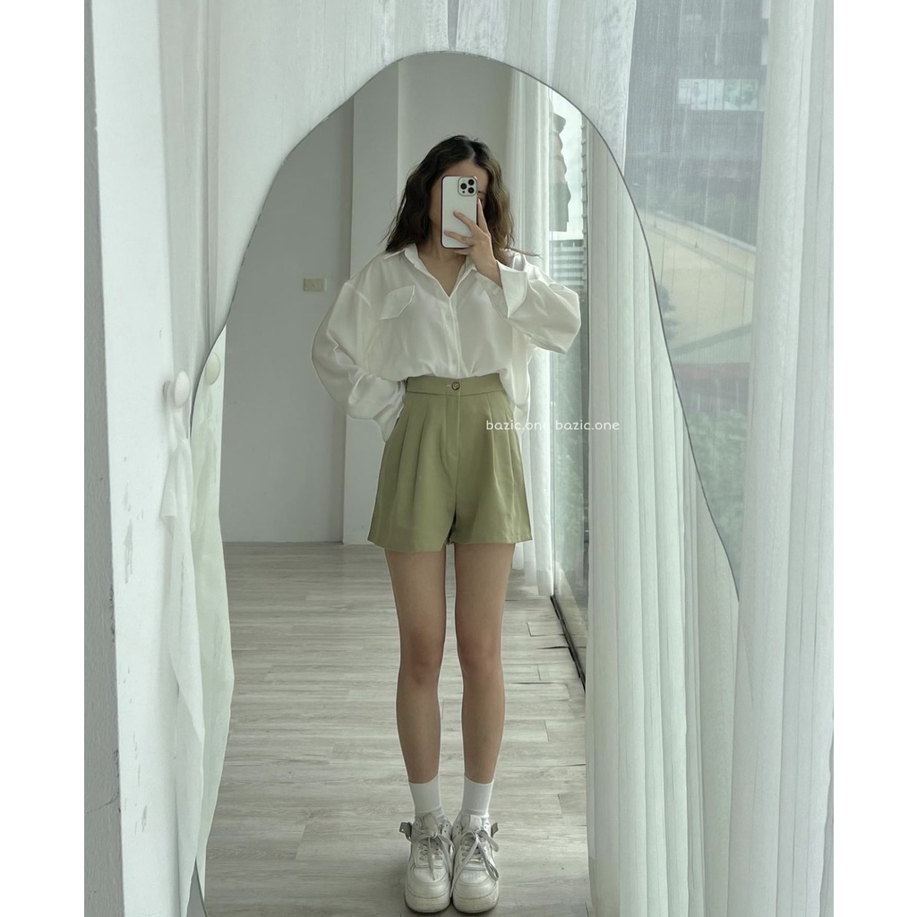 Áo sơ mi vạt tôm xẻ cúc lưng cách điệu phong cách Hàn Quốc Somivattom1104