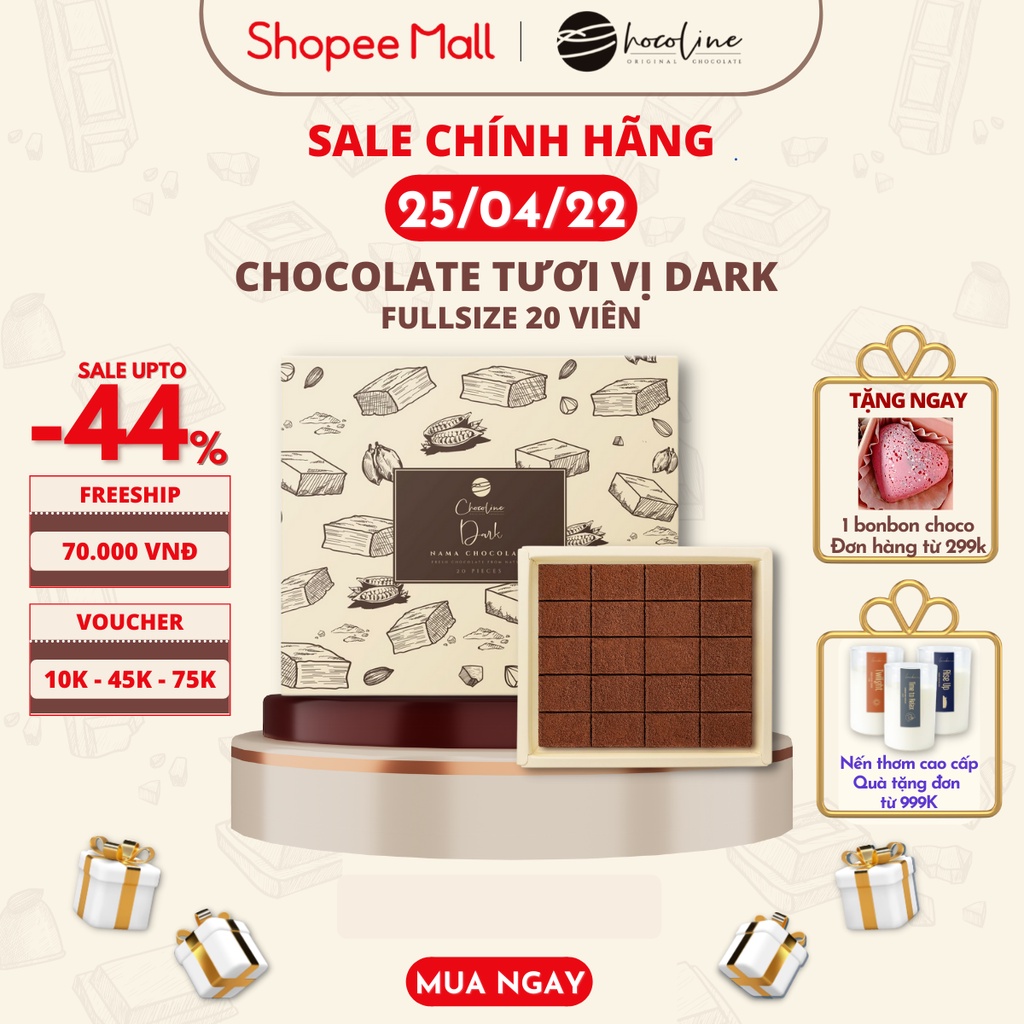 Socola Tươi Chocoline Vị Đắng Dark - Hộp 20 Viên (130gram)