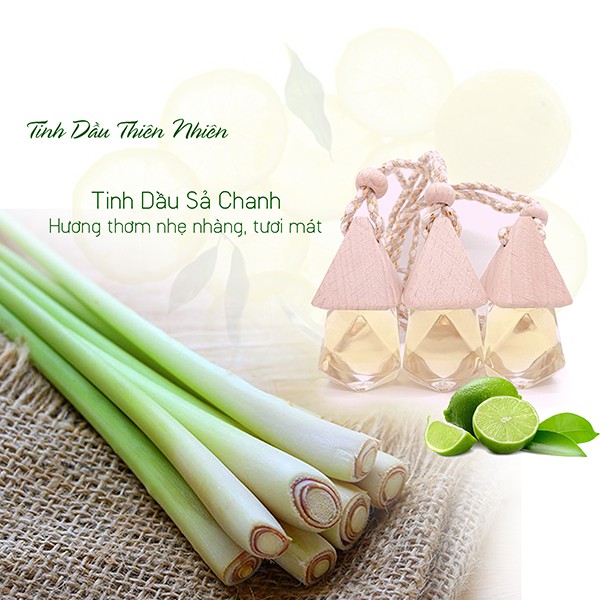 Tinh dầu treo xe ô tô, tinh dầu treo xe hơi hương sả chanh, quế, nhài, lavender, cam ngọt,.. khử mùi, chống say xe