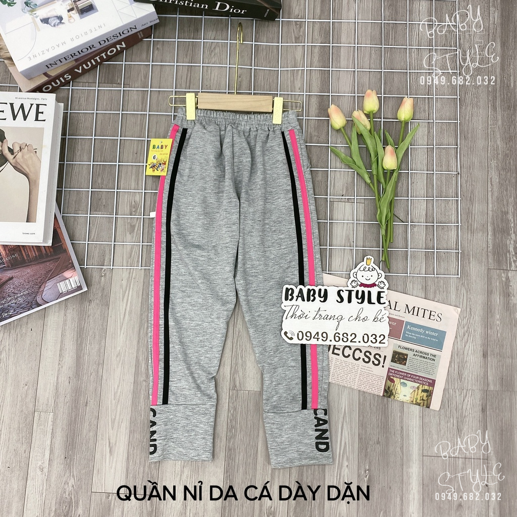 Quần thể thao Nỉ da cá 2 line &quot;CAND&quot; 14-45kg cho bé gái 4-15 tuổi. Form chuẩn, Chất dày dặn. G36