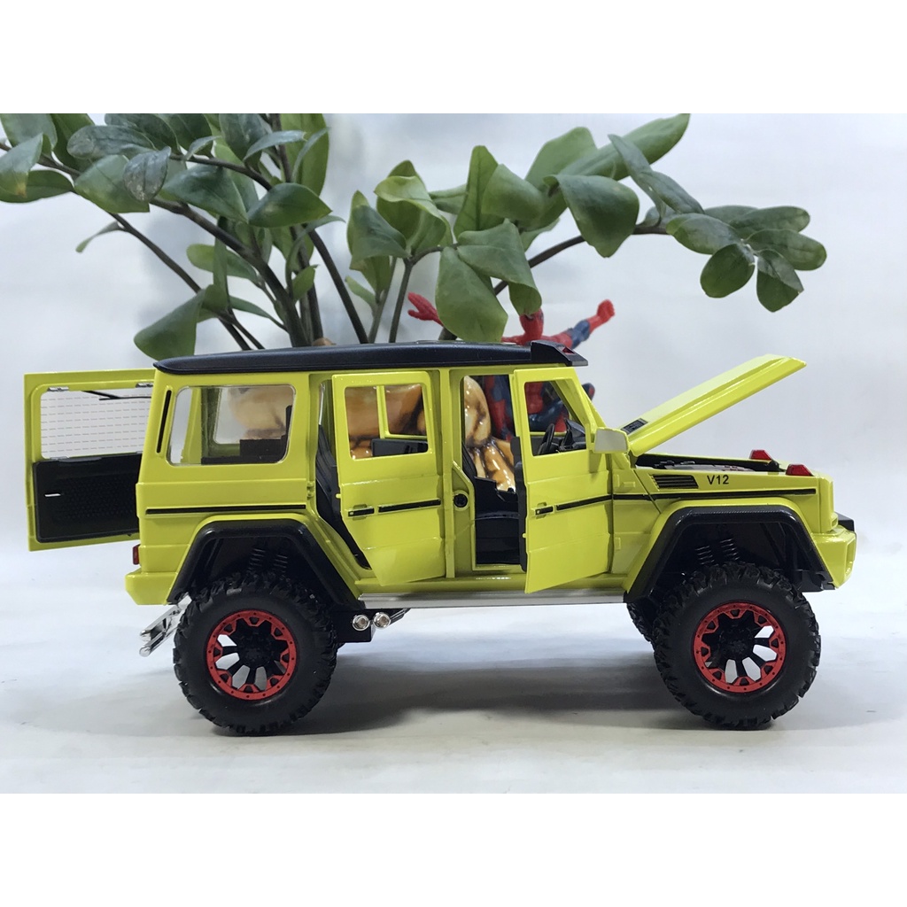 Mô hình xe ô tô Mercedes Benz G500 4x4 tỷ lệ 1:24 bằng hợp kim mô hình xe địa hình có giảm xóc có cửa sổ trời
