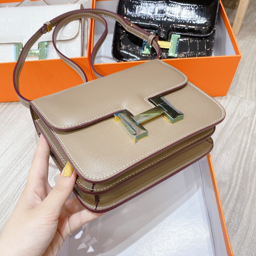 Túi đeo chéo H.M SPS chữ H Fullbox nguyên seal size 19/Túi xách Her.mes SPS da hạt Fullbox nguyên deal size 19