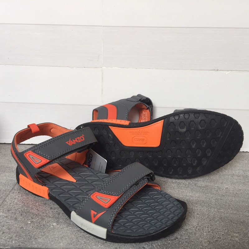 Giày sandal Vanzo xuất khẩu, dép quai hậu nam 2 quai cao cấp màu đen, cam big size 40; 41; 42; 43