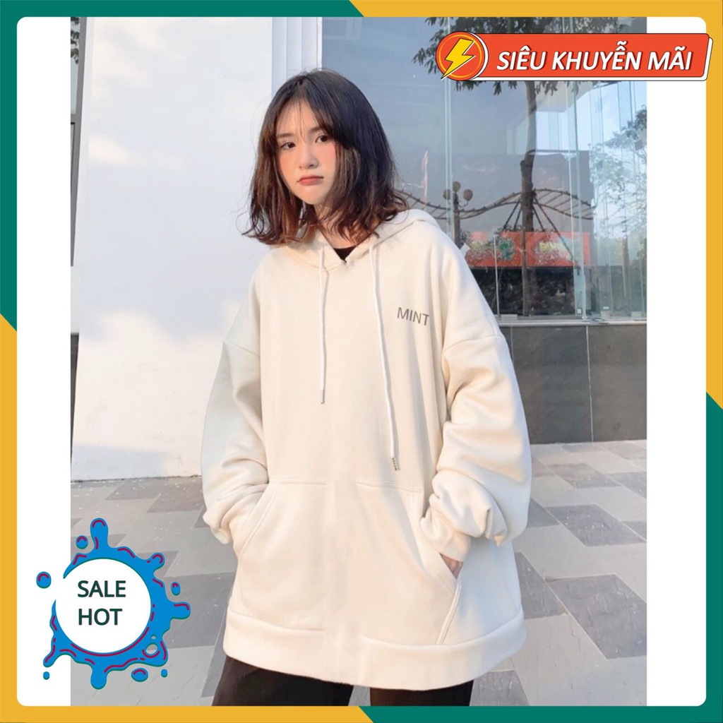 Áo hoodie dáng rộng phong cách Unisex MINT Bizuteen, Áo sweater nam nữ đẹp
