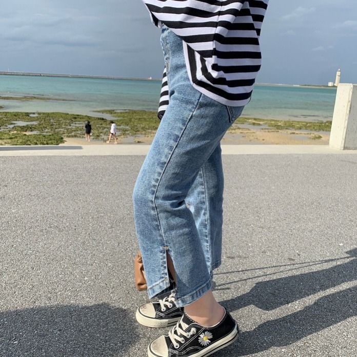 Quần Jeans Dài Ống Loe Thời Trang Hè 2023 Cho Bé Gái