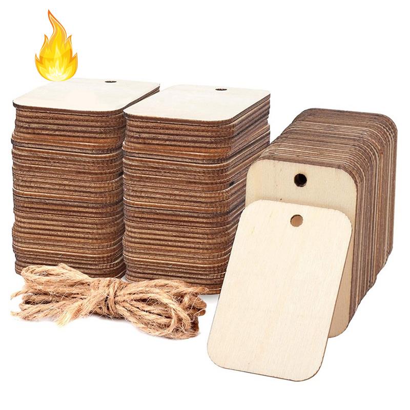 Set 100 Miếng Gỗ Vuông Rỗng Chưa Hoàn Thành Dùng Để Chạm Khắc Đồ Thủ Công DIY