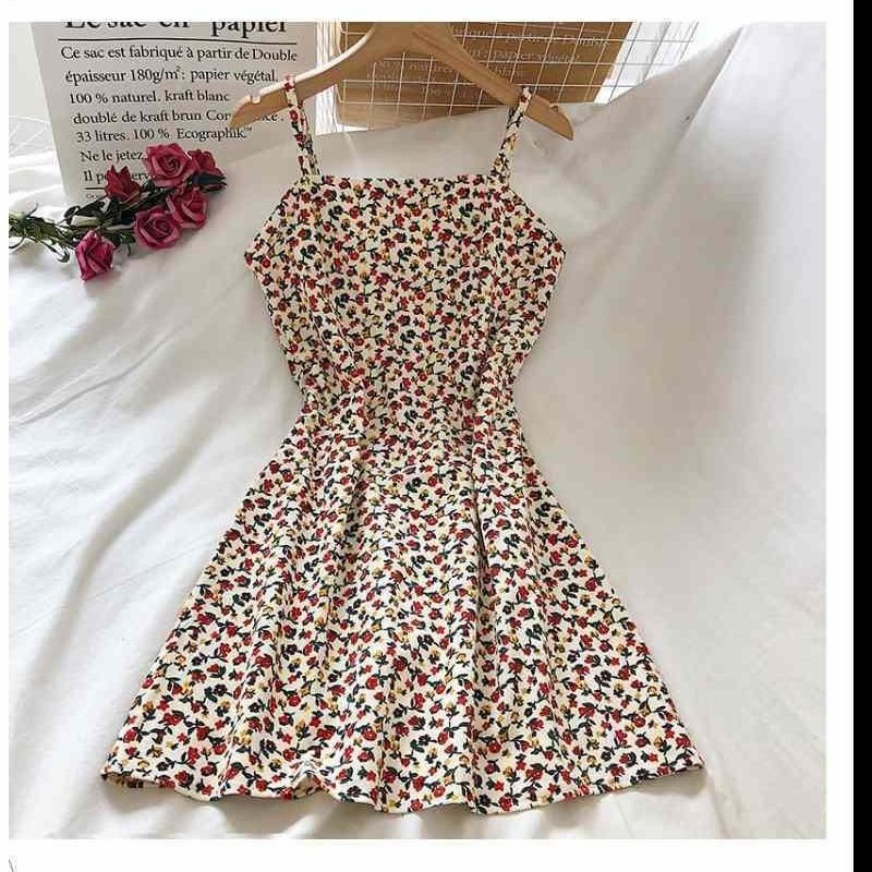 Váy hai dây hoa nhí thun ngắn❤️