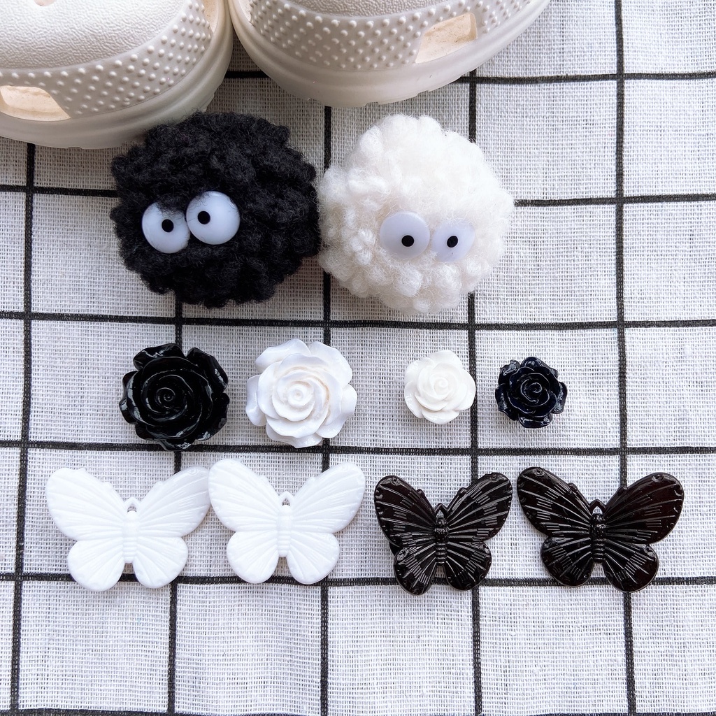 Bộ Phụ Kiện Khóa Giày baroque Màu Trắng Đen DIY jibz Crocs s Trang Trí Quyến Rũ
