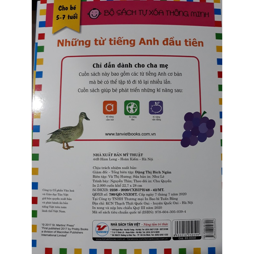 Sách Sách Tự Xóa Thông Minh Những Từ Tiếng Anh Đầu Tiên Nhà sách Tân Việt